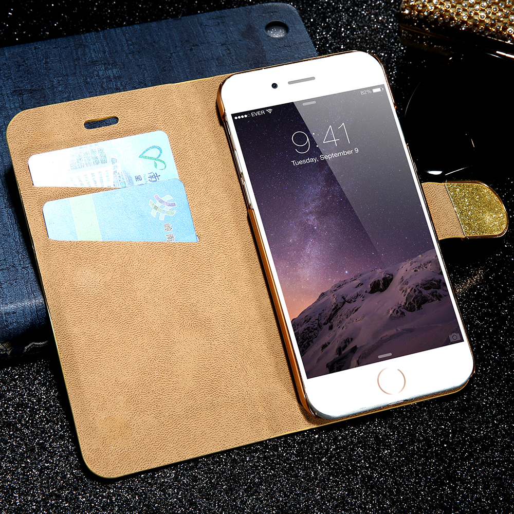 Luxus Bling Flip Case für iPhone 7 7 Plus 6 6s 6Plus 6SPlus Glitter Frau Mädchen Leder