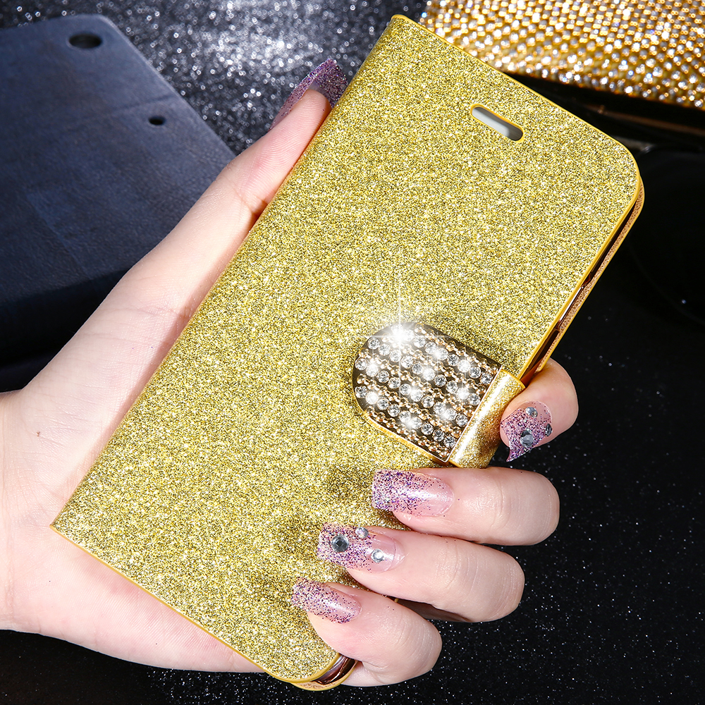 Luxus Bling Flip Case für iPhone 7 7 Plus 6 6s 6Plus 6SPlus Glitter Frau Mädchen Leder