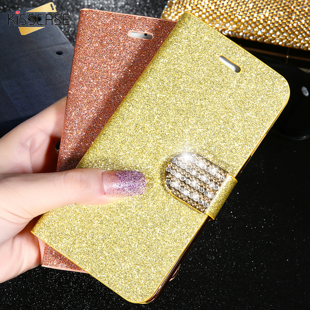 Luxus Bling Flip Case für iPhone 7 7 Plus 6 6s 6Plus 6SPlus Glitter Frau Mädchen Leder